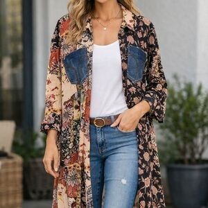 Floral Patchwork Long Blouse